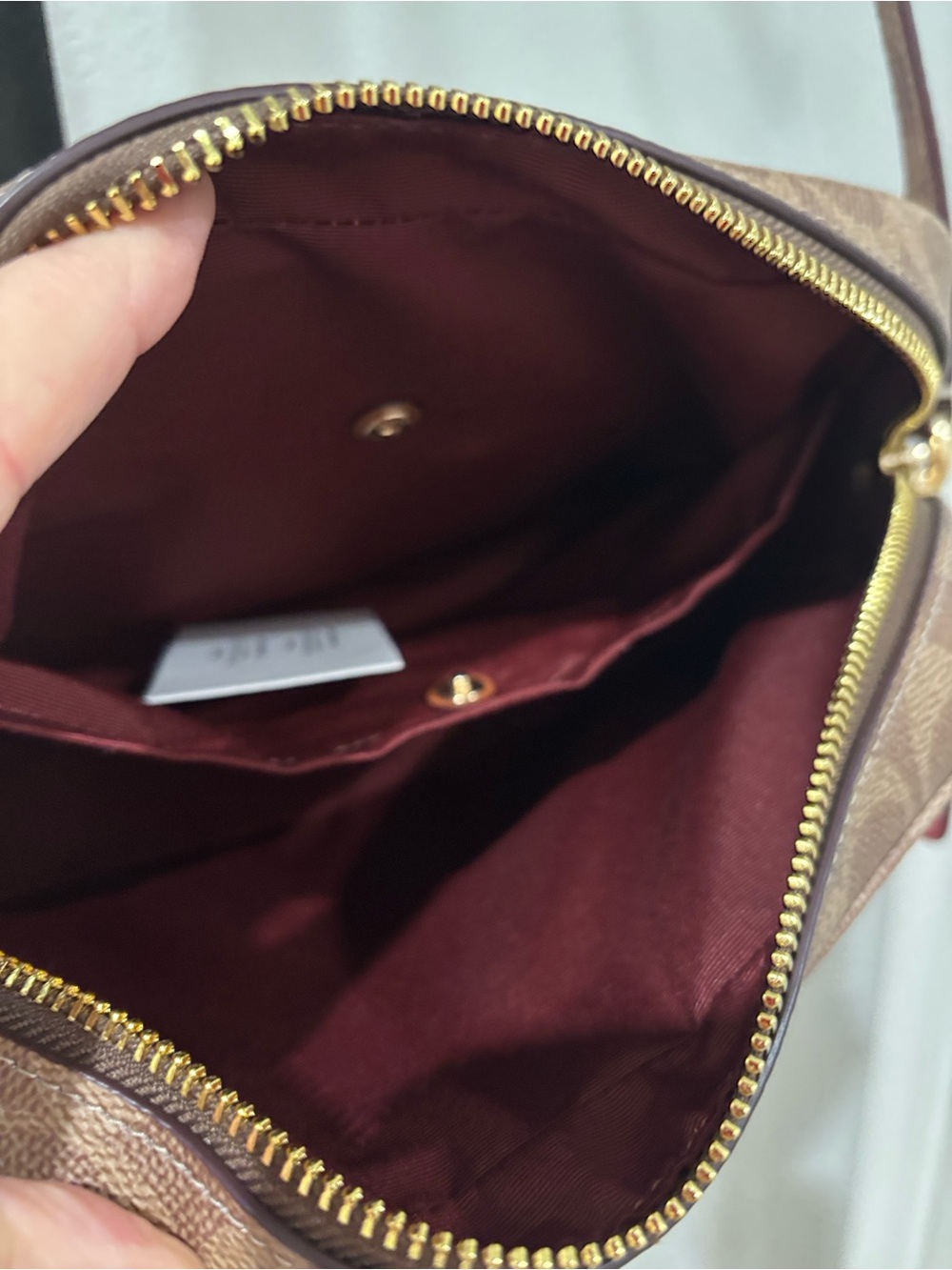 Coach Pink Pebbled Leather Crossbody Camera Bag with Gold Trim 9”wide 6”deep - Picture 13 of 13